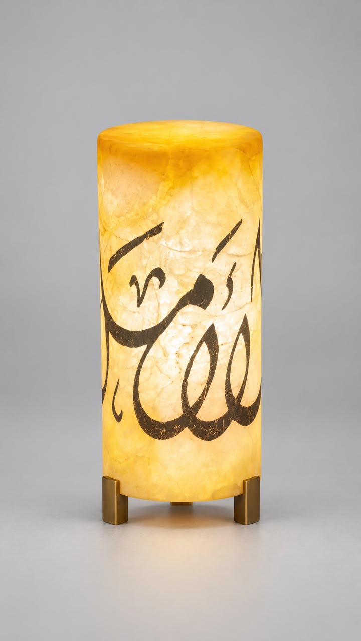 Alabaster Lamp with Gold Leaf and a Brass Base