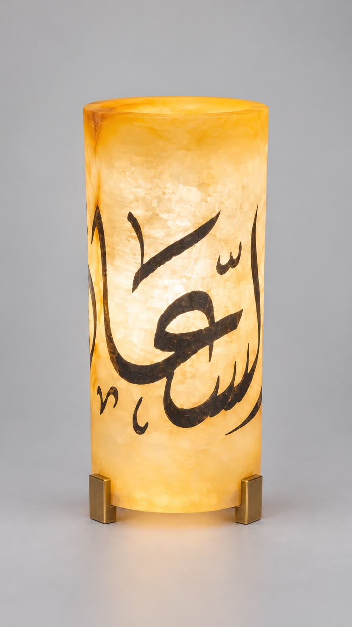 Alabaster Lamp with Gold Leaf and a Brass Base