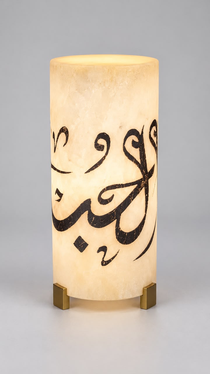 Alabaster Lamp with Gold Leaf and a Brass Base