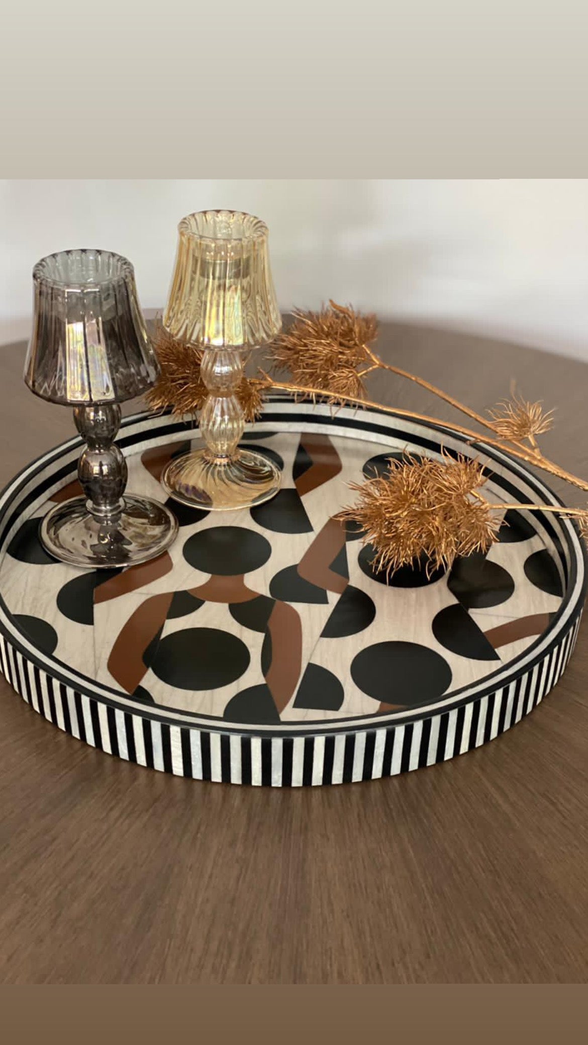 Premium Nautical Wooden Serving Tray – Blue Fish Pattern