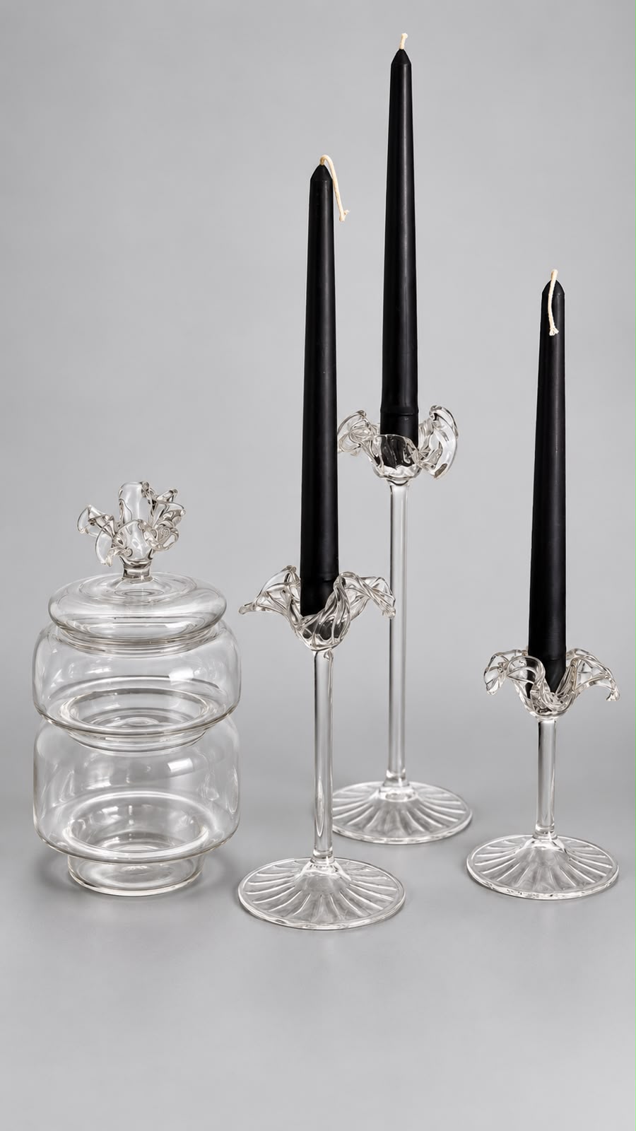 Set of 3 candle holders with two layers of jars