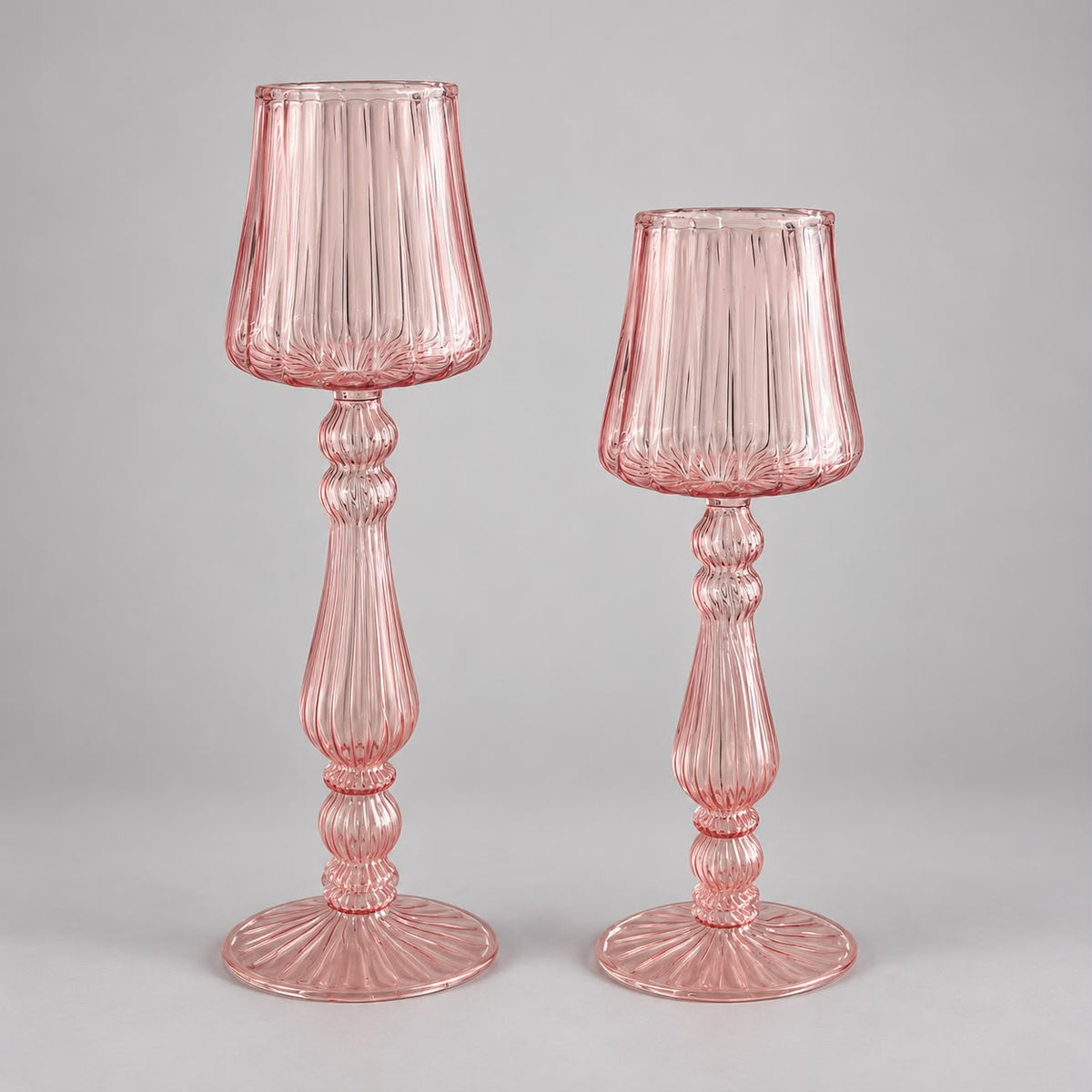 Raffine Set of 2 Blown Glass Candle Holders