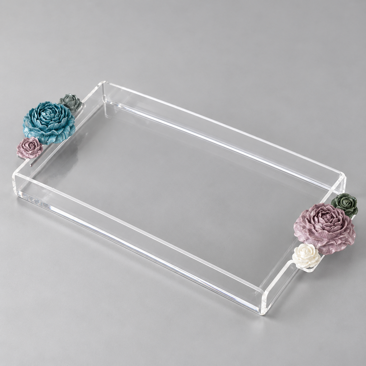 Plexi Tray with Floral Accents