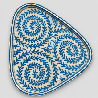 Patterned Wooden Serving Tray with Mother-of-Pearl Effect