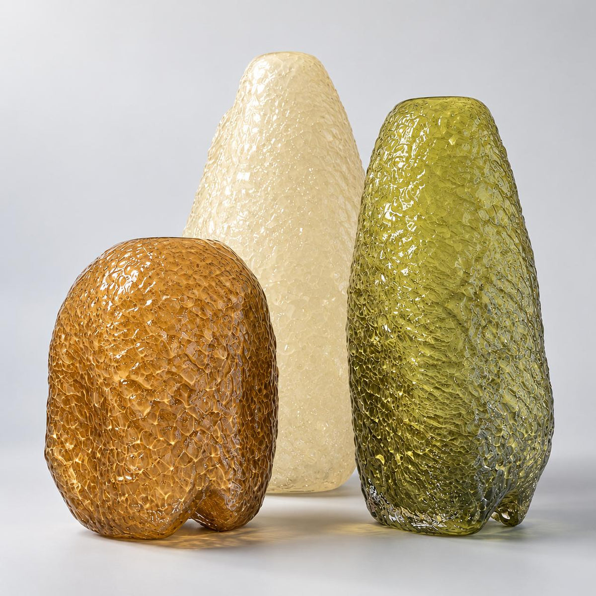 Textured Organic Glass Vase Set