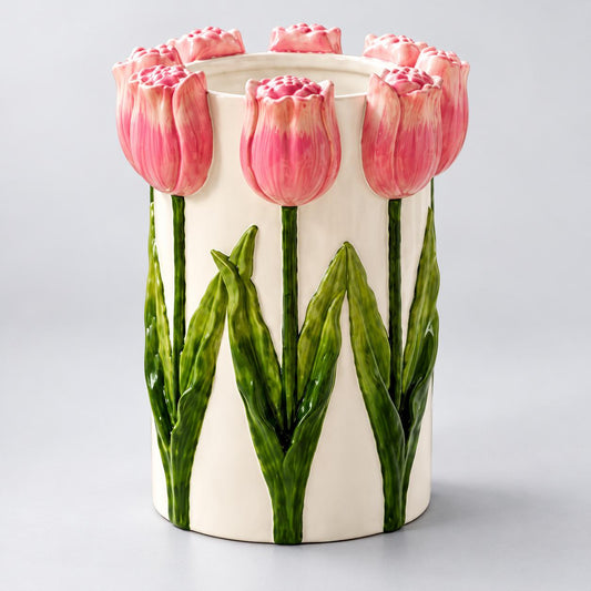 Sculpted Tulip Ceramic Vase