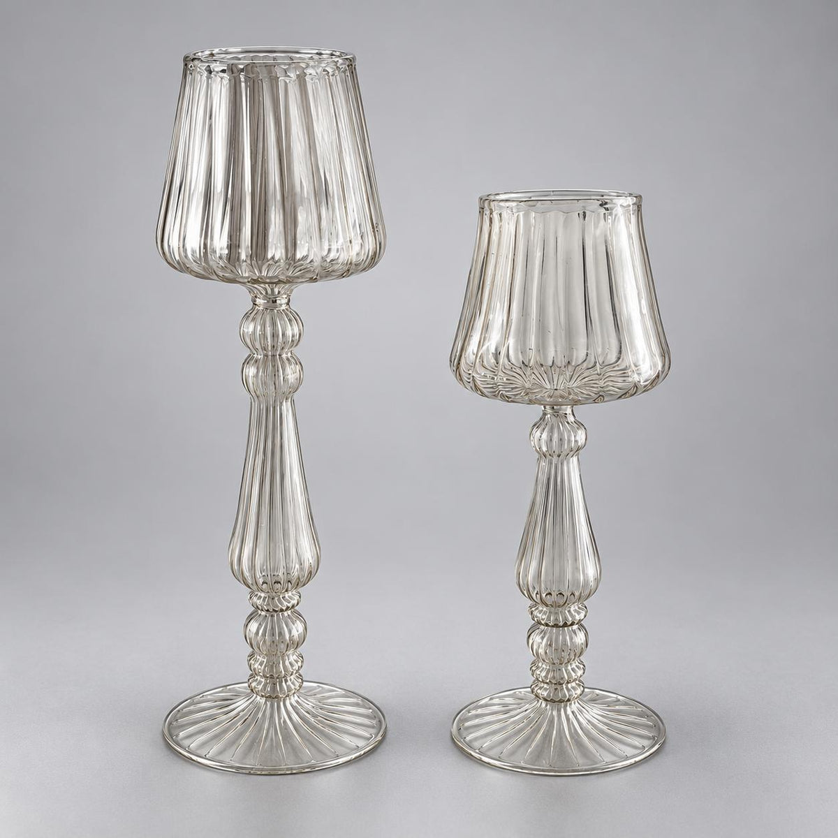 Raffine Set of 2 Blown Glass Candle Holders