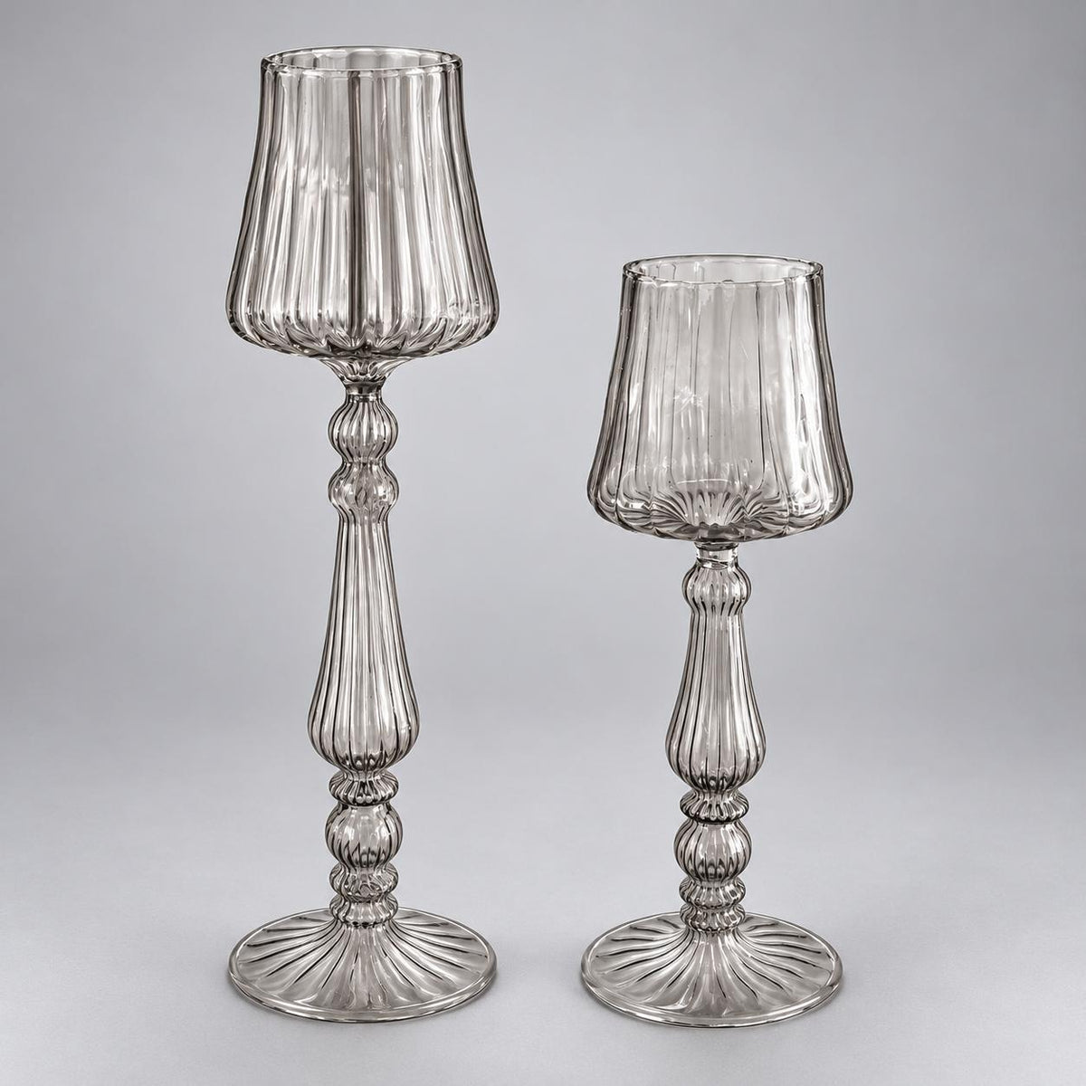Raffine Set of 2 Blown Glass Candle Holders